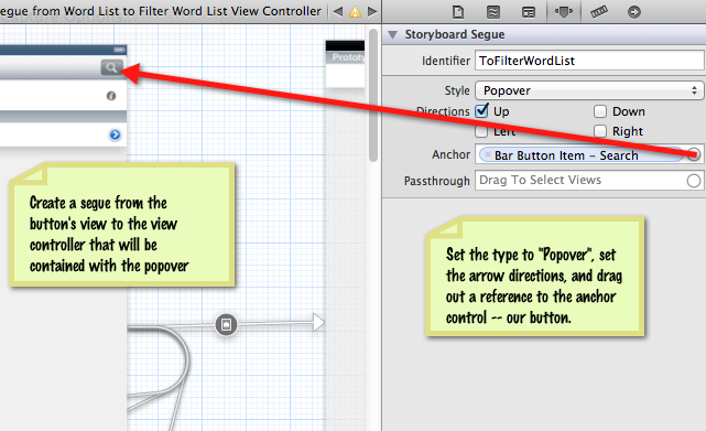 How to create a popover segue