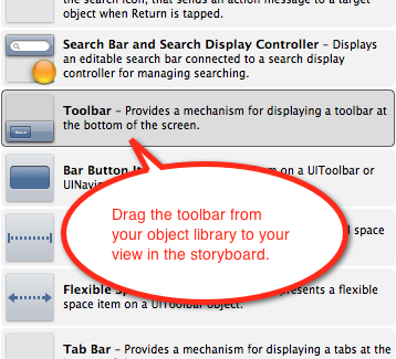 Add toolbar from object library