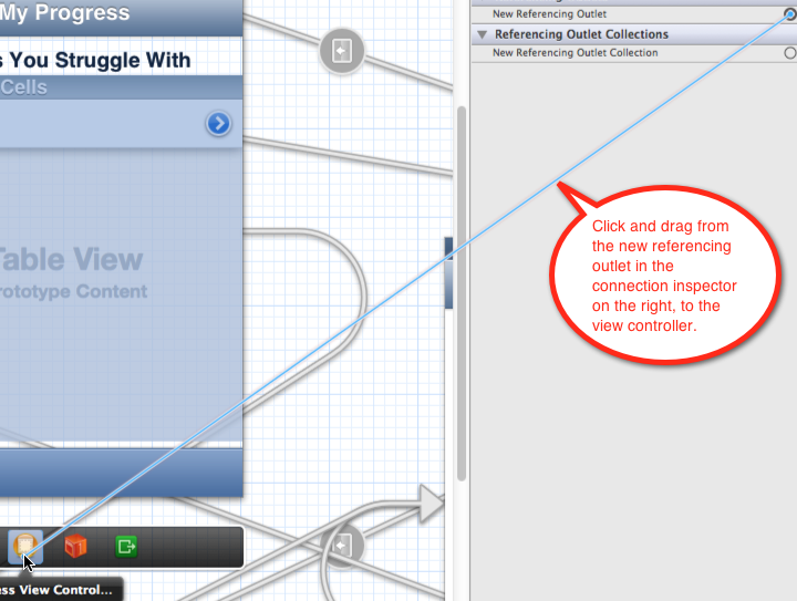Create a new referencing outlet from the connections inspector