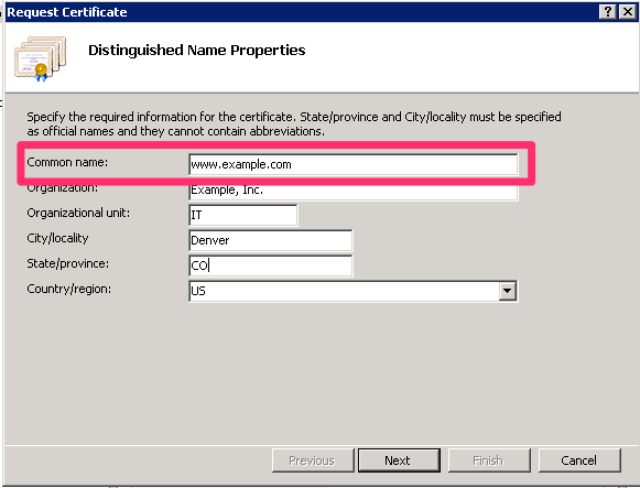 Specify Common Name