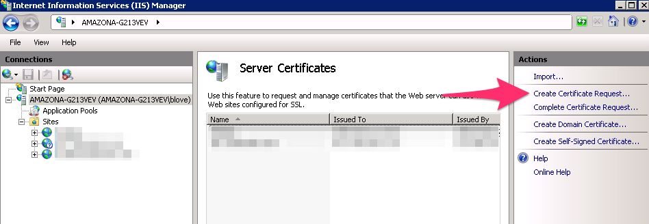 Create Certificate Request