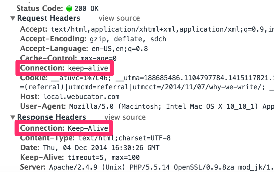 Connection set to keep-alive
