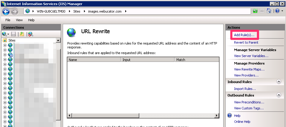 Add URL Rewrite Rule