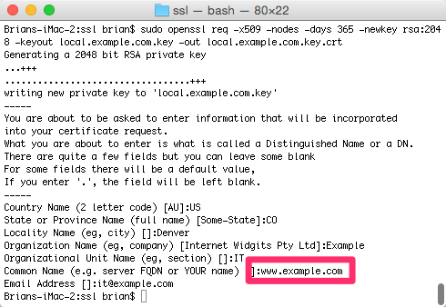 Self-Signed SSL Certificate