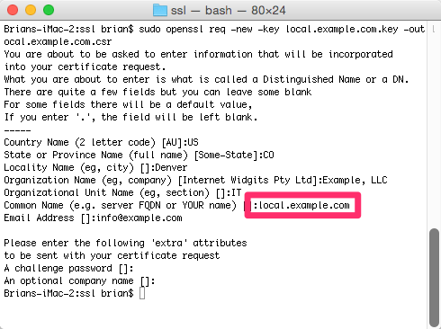 Create Certificate Request