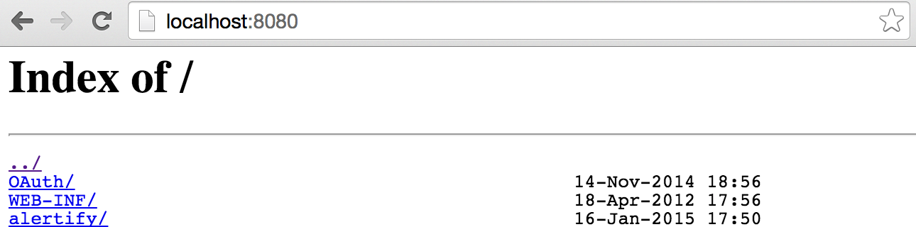 Screenshot showing directory index listing