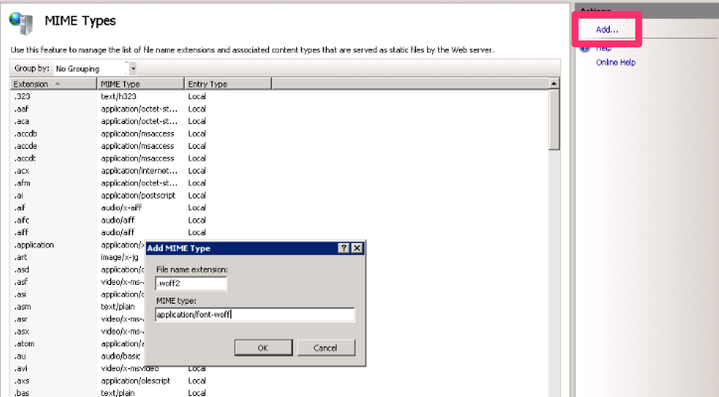 Add .woff MIME type