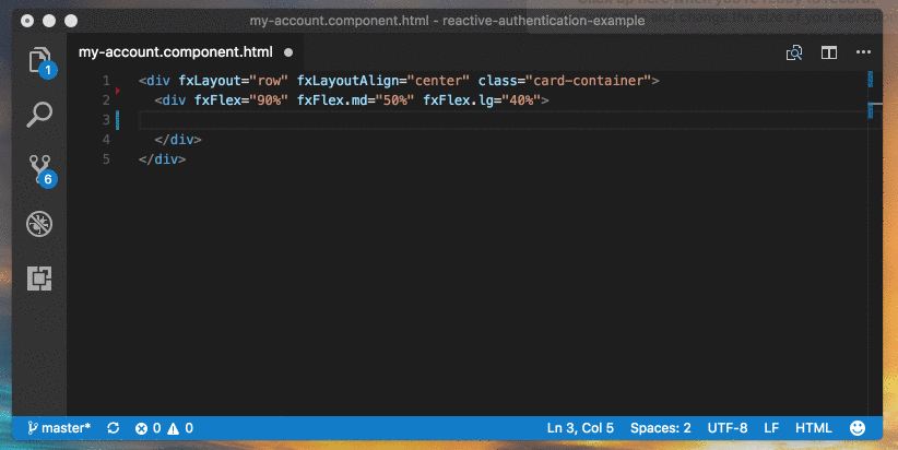 Example of Angular Language Service in VS Code