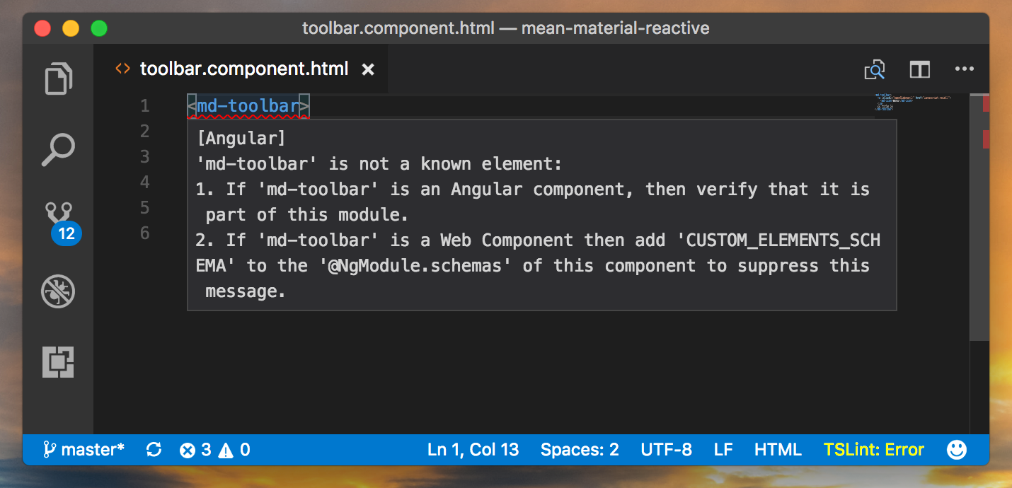 md-toolbar is an unknown element