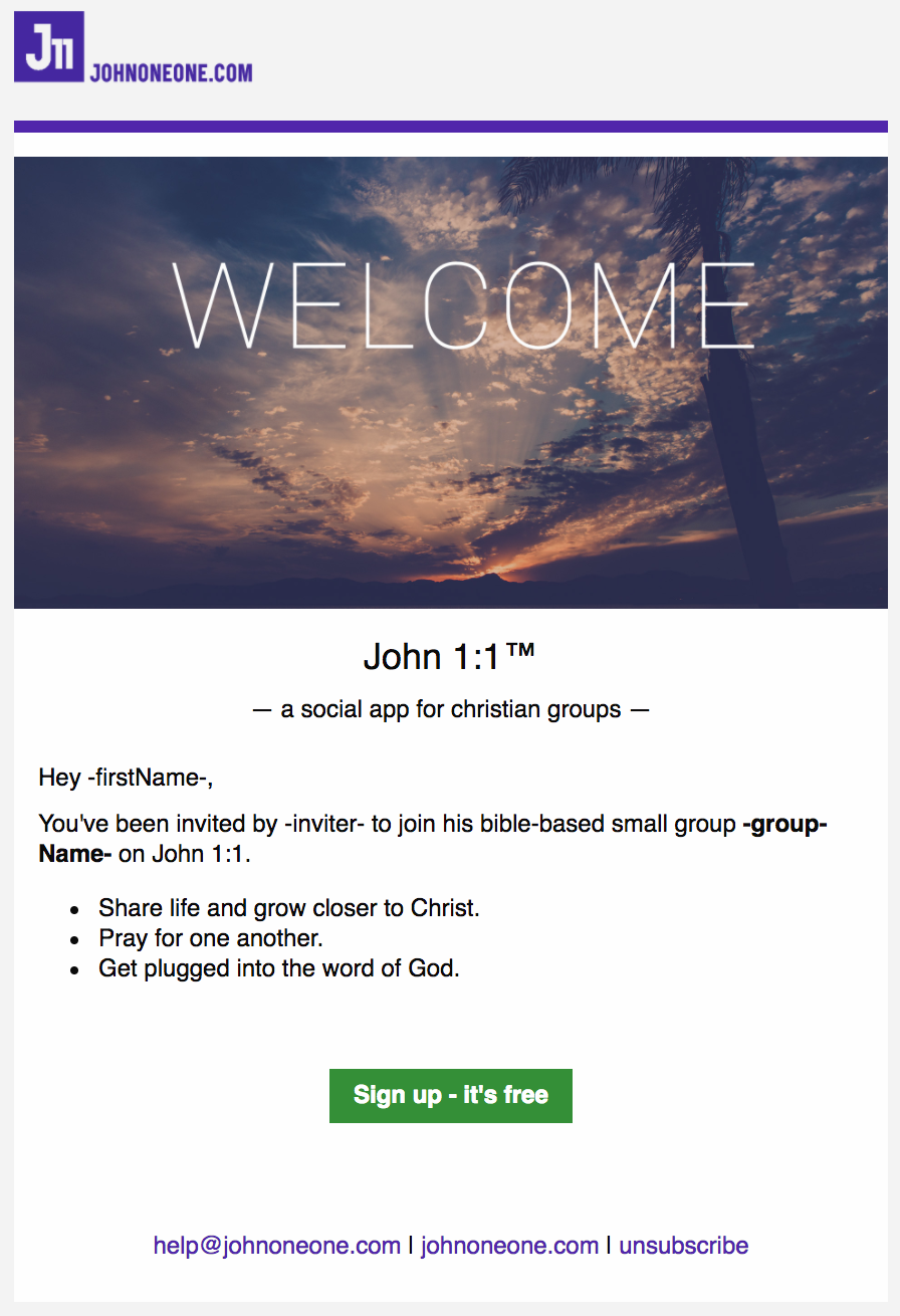 Email template screen shot
